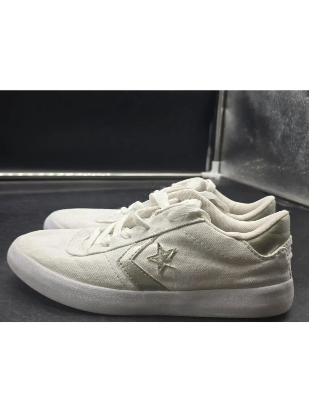 Converse All Star Shoes Kids 2 White Point Star Canvas Low Top Sneakers 361810F